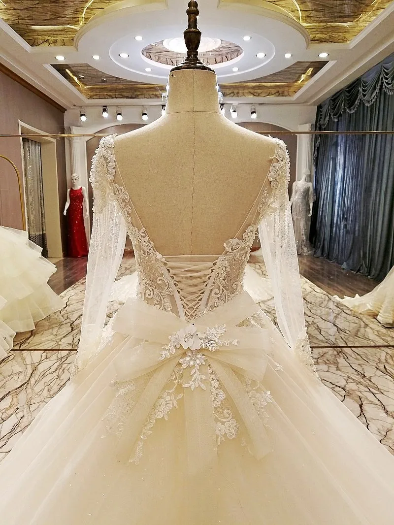 LS95372 robe de mariage 2018 кружевное бальное платье длиной до пола кружевные свадебные