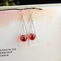 silver s925 silver jewelry fashion design little fresh lady pomegranate red eardrop long earrings
