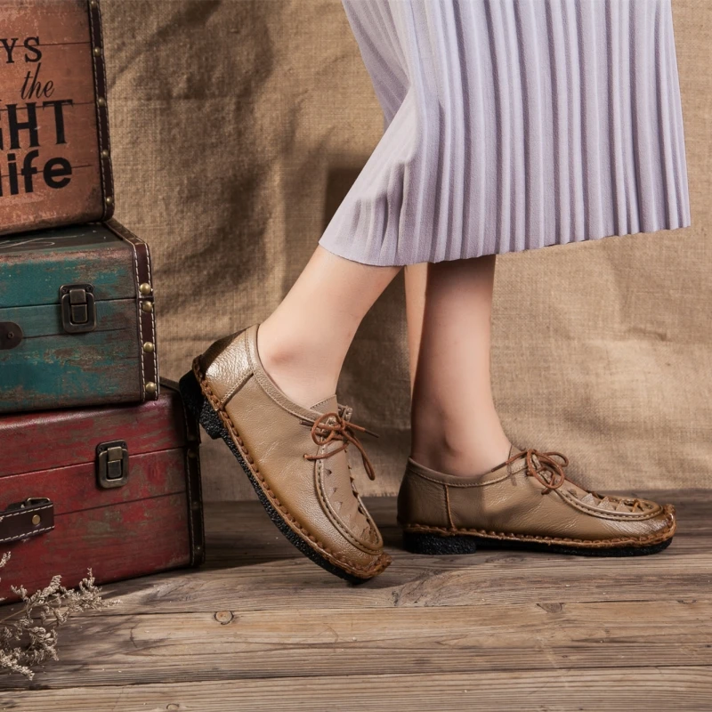 Soft Bottom Women Genuine Leather Flat Shoes Pregnant Mother Female Moccasins Loafers Cow Muscle Outsole Casual | Обувь