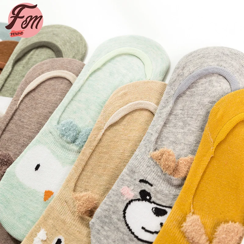 Новые летние носки женские хлопковые невидимые с героями мультфильмов японские