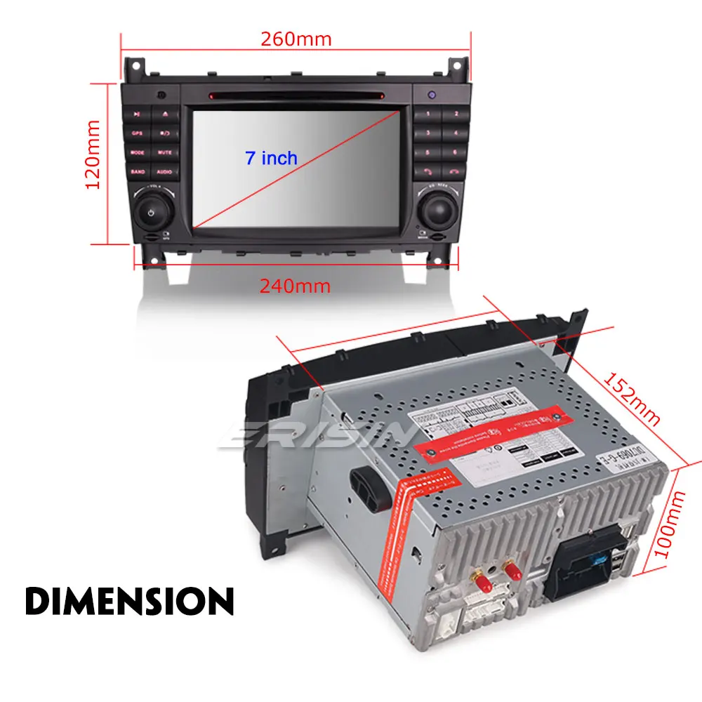 Erisin ES7869C 7-дюймовый автомобильный dvd плеер android 8 0 4G Оперативная память DAB OBD WI-FI 3g