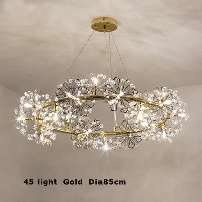 45light gold G4 led постмодерн нержавеющая сталь Кристалл Черное золото люстра освещение Lamparas де Techo подвесной светильник Lampen для фойе - Цвет абажура: 45light gold