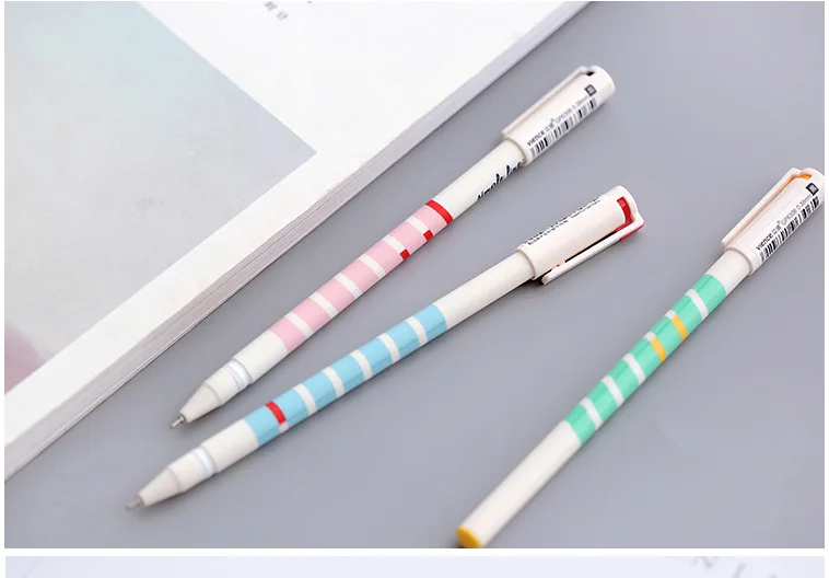 

4pcs Fresh Simple candy stripes Gel Pen Stationery Canetas Escolar Papelaria Gift Office Material School Supplies