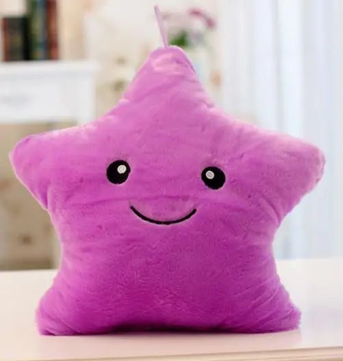 purple Kawaii Star Подушка Плюшевые игрушки милая светящаяся мягкая игрушка светодиодный светильник Подушка светящаяся в темноте плюшевая кукла-подушка игрушки для детей - Цвет: purple
