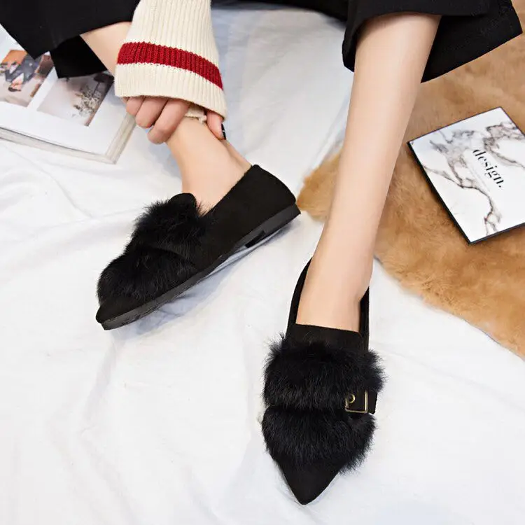 Женские лоферы на плоской подошве с мехом зимняя женская обувь замшевые туфли