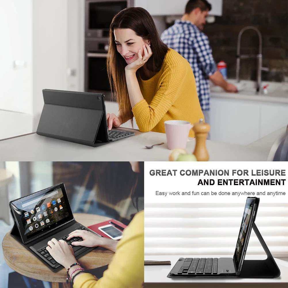 Кожаный чехол для Amazon Kindle Fire HD10 10 1 дюйма с немецкой Bluetooth клавиатурой в английском