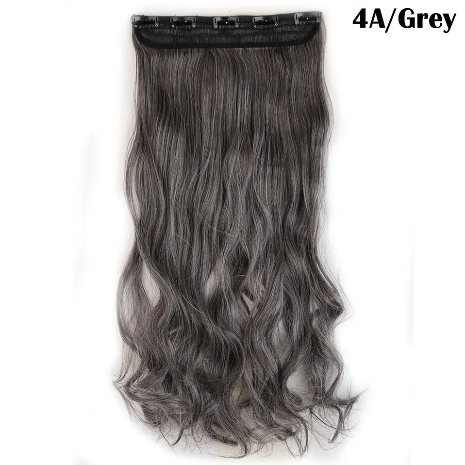 brown mix grey SNOILITE, 24 дюйма, синтетические кудрявые длинные волосы на заколках, цельные волосы для наращивания, наполовину полные волосы, черные, коричневые, красные волосы для женщин - Цвет: brown mix grey