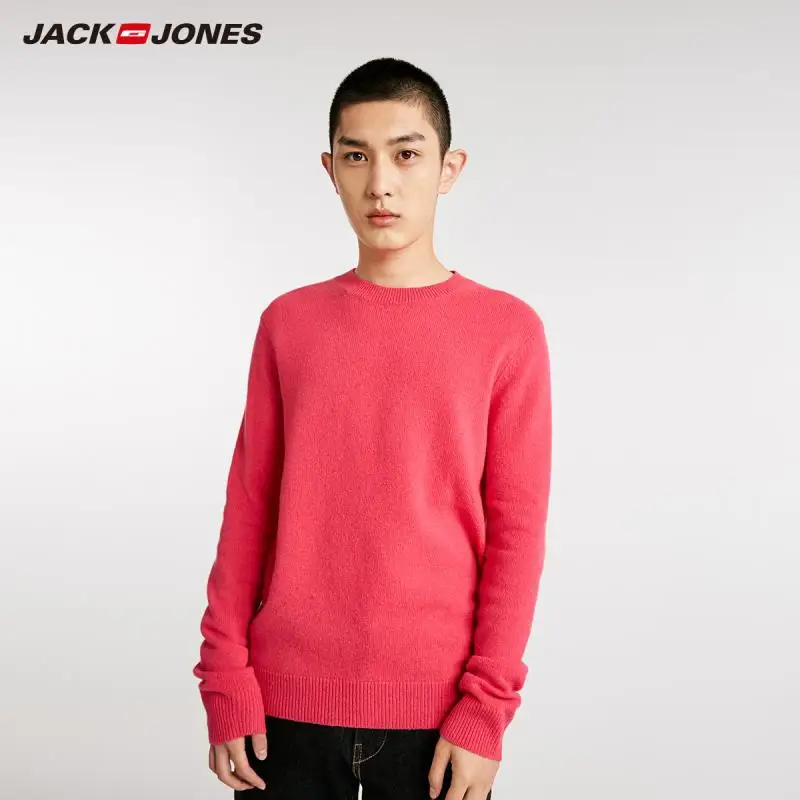PINK ROSE JackJones мужской однотонный шерстяной свитер пуловер Топ Мужская одежда 218424507 - Цвет: PINK ROSE