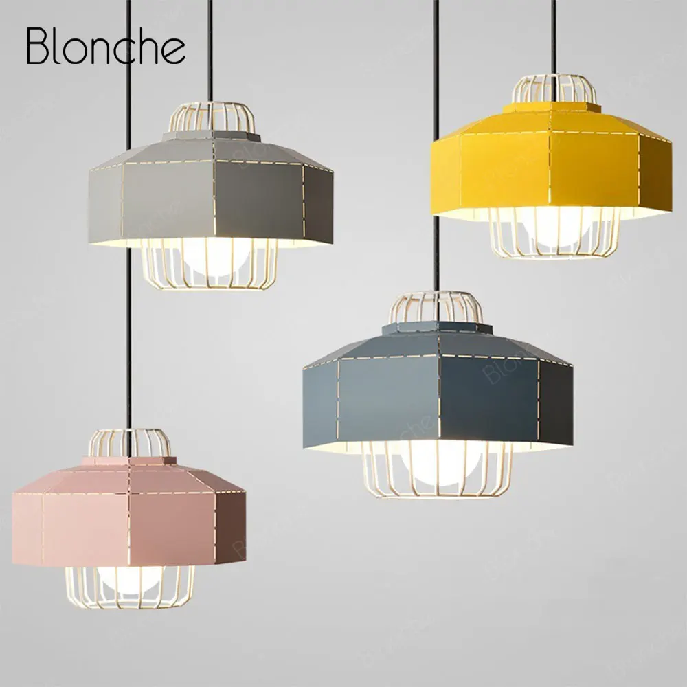 Modern Pendant Lights Nordic Iron Cage Hanging Lamp Dining Room Kitchen Bedroom Industrial Lamp Led Home Deco Light Fixtures