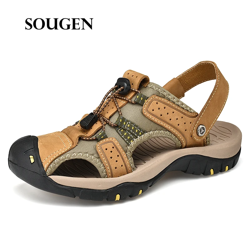 Size39-47 мужские сандалии кожаные для мужчин удобная обувь Летняя мужская взрослых