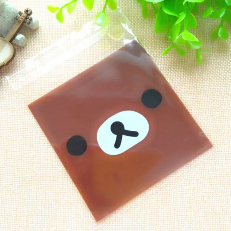 50 шт. 10x10 Smile Мультфильм Самоклеящиеся Пластиковые Упаковочные пакеты DIY конфеты