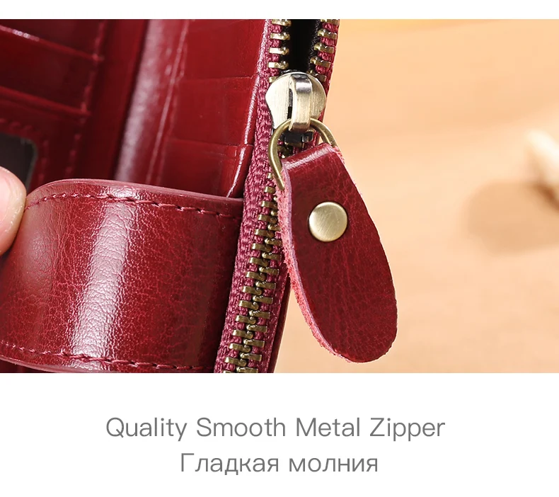 Sendefn RFID женский кошелек, двойной, масло, воск, качественный, брендовый, женский, на молнии и кнопках, короткий, стильный, женский кошелек, 4 цвета, 5191-68