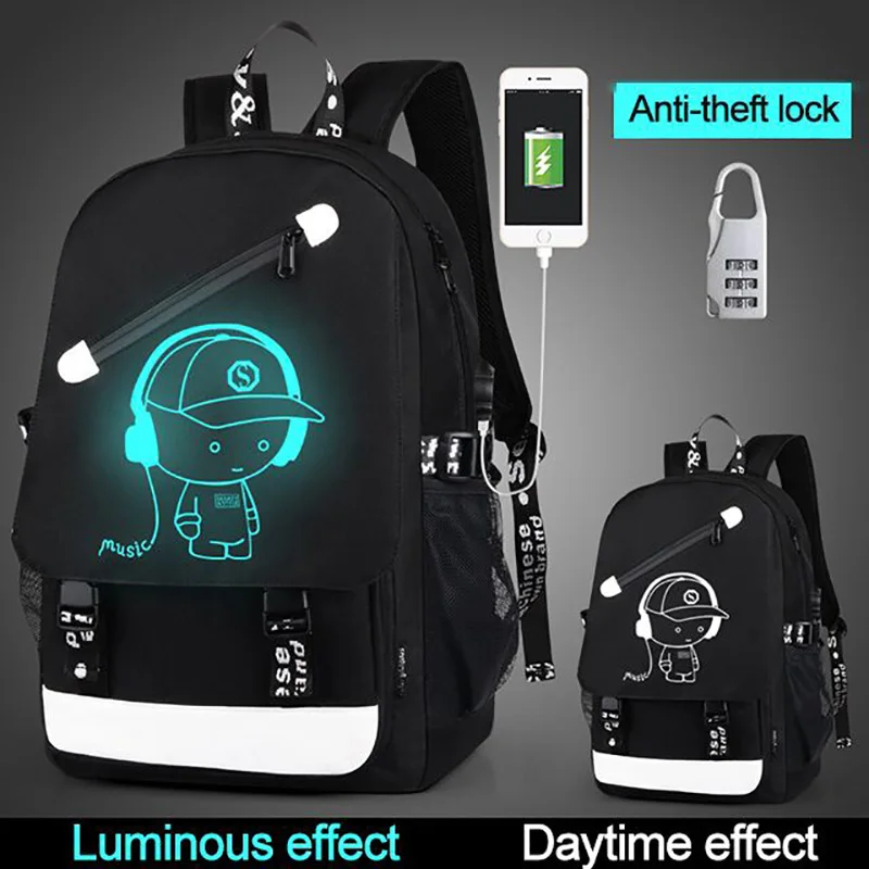 Вместительные школьные сумки рюкзак с usb зарядкой светящийся дорожный рюкзаки
