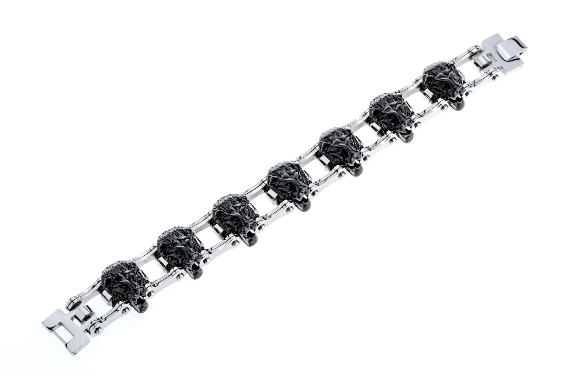 silver black 7 lion Мужской браслет-цепочка из нержавеющей стали со львом Байкер тяжелые Ювелирные изделия Подарки на день рождения для папы его бойфренда D033 Прямая поставка 8,5" - Окраска металла: silver black 7 lion