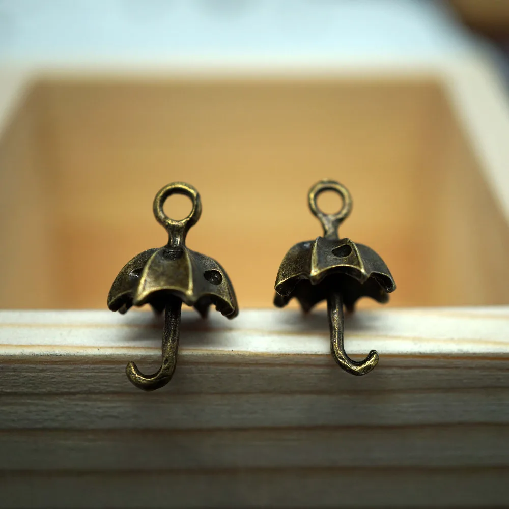 10 шт./лот 14x14 мм Бронзовый Цвет Ретро Зонтик Подвески для изготовления ожерелья