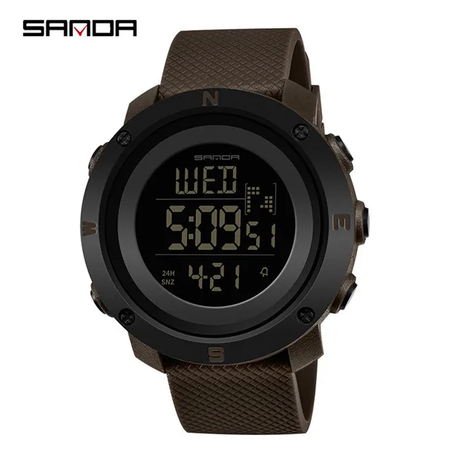women Coffee SANDA мужские спортивные цифровые часы Мужские Женские часы Lover's Relogio Masculino хронограф модные уличные водонепроницаемые - Цвет: women Coffee