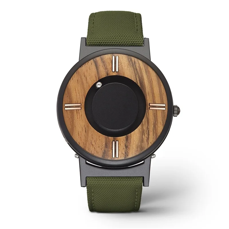 Green Canvas Strap EUTOUR, мужские часы, модные, с магнитным шариком, для шоу, часы, силиконовый ремешок, мужские часы, кварцевые наручные часы, reloj hombre - Цвет: Green Canvas Strap