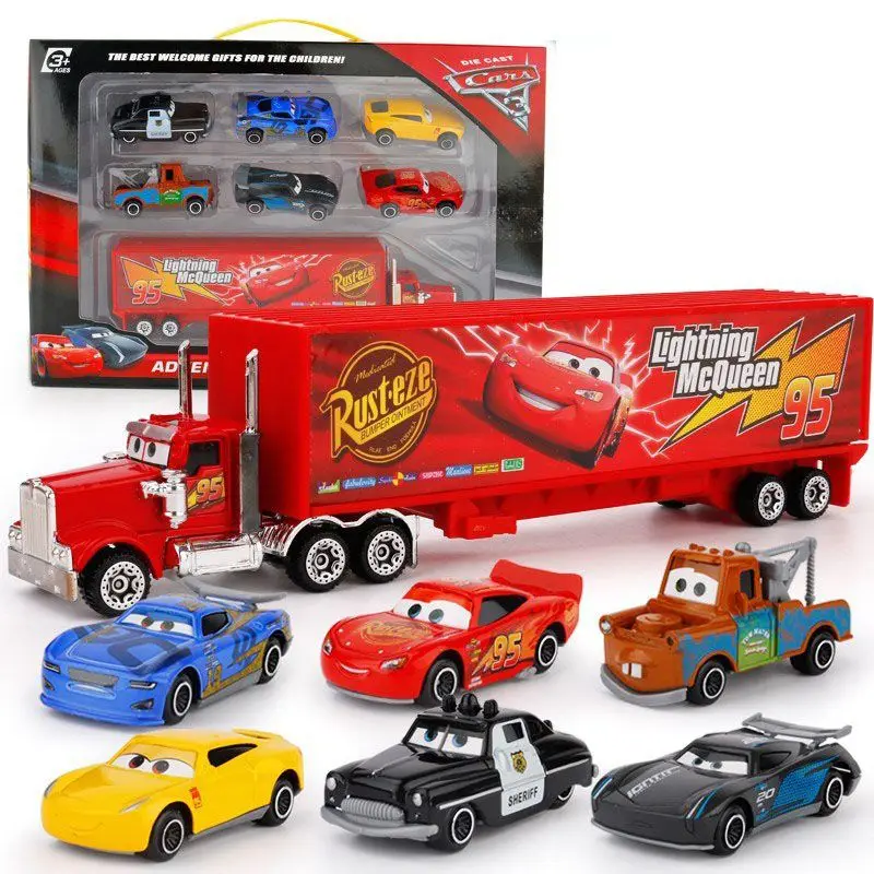 Disney Pixar тачки 3 7 шт./компл. Молния Маккуин Джексон шторм Круз Мак дядюшка грузовик