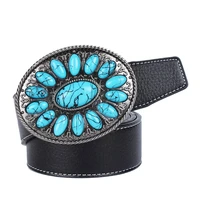 2019 vintage western leather belt automatic buckle bohemian cowboy cowgirl belt with buckle clothes accessories for men women