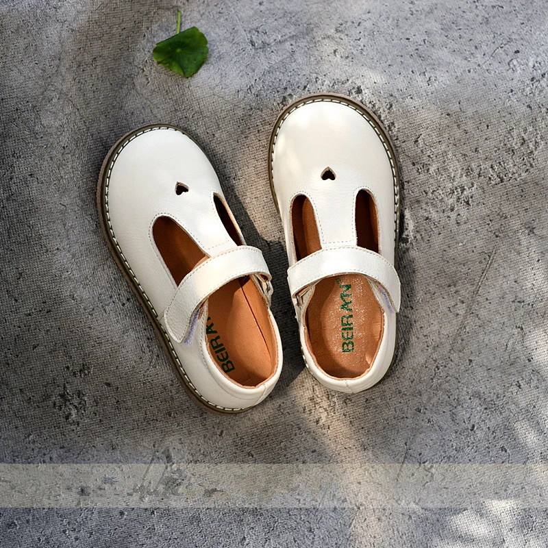

Genuine Leather Children Casual Shoes Summer Hollow Girls Beach shoes Kids Flat Shoes Heart-shaped Princess Shoes