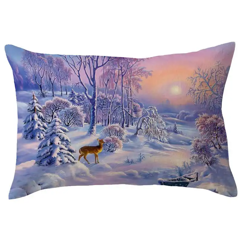 Рождественские льняные наволочки мягкие прямоугольные украшения для дома