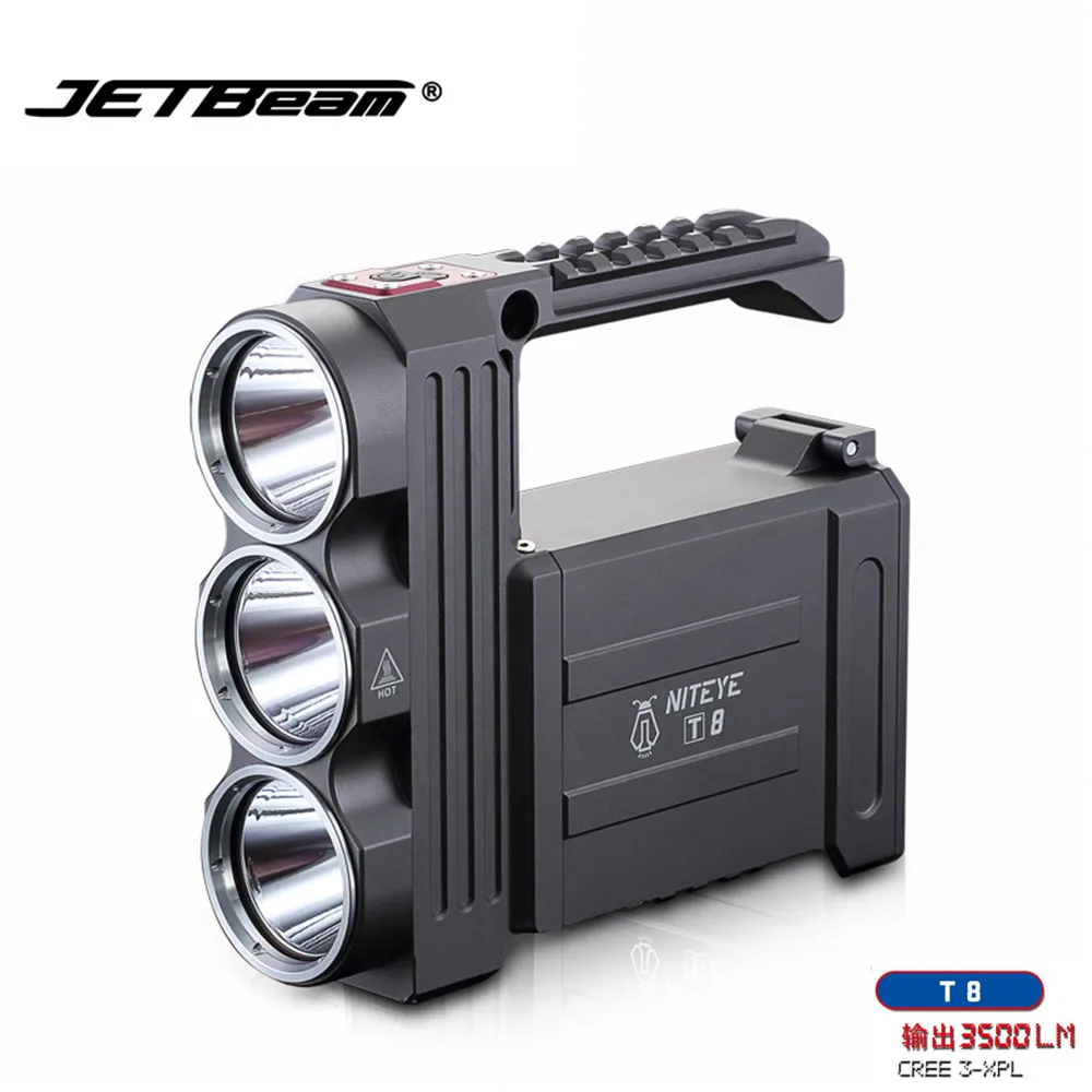 JETBeam T8 прожектор 3 * Cree XP L светодиоды max 3500 люмен ручной фонарь Луч расстояние 800 м