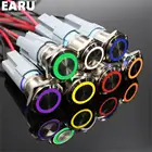 Металлический круглый кнопочный выключатель 16 мм, светодиодный, 5-380 В, 12 В, 6 в, самоблокирующийся Выключатель без фиксации, водонепроницаемый, для автомобильного двигателя, красный, синий