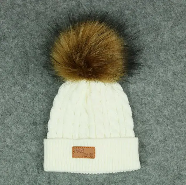 color Skullies beanies для детей, меховая шапка, зимние шапки для детей, для мальчиков и девочек, с помпоном, skullies beanies для детей, шапка с помпоном - Цвет: color