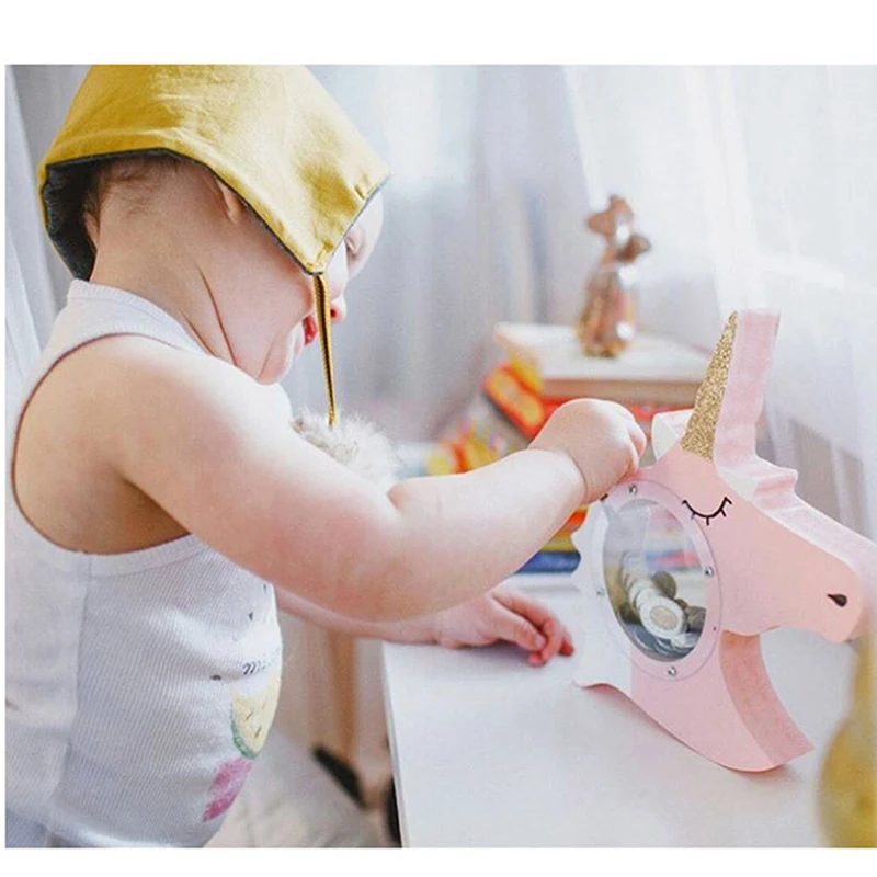 INS скандинавский стиль Единорог копилка для денег поделки модели дома красивый