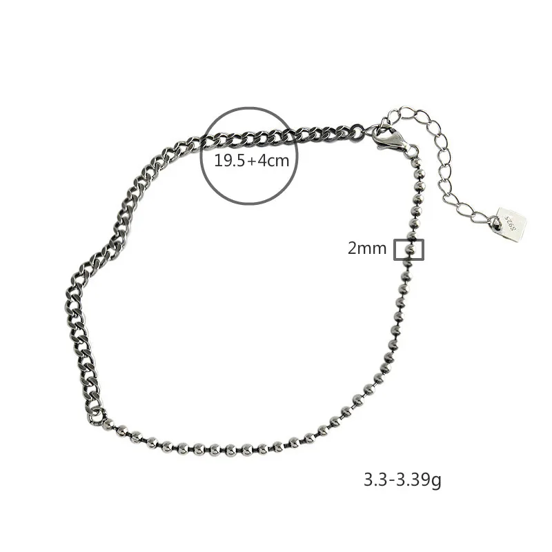 

Flyleaf Asymmetry Beads Chain Real 925 Sterling Silver Anklets For Women Fashion Girl Ankle Leg Fine Jewelry Enkelbandje Vintage