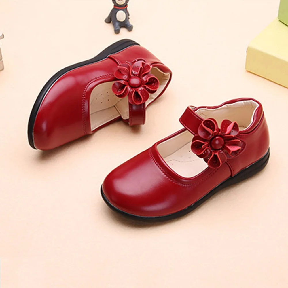 Обувь для девочек с цветочным рисунком сезон весна осень кожаная обувь принцессы