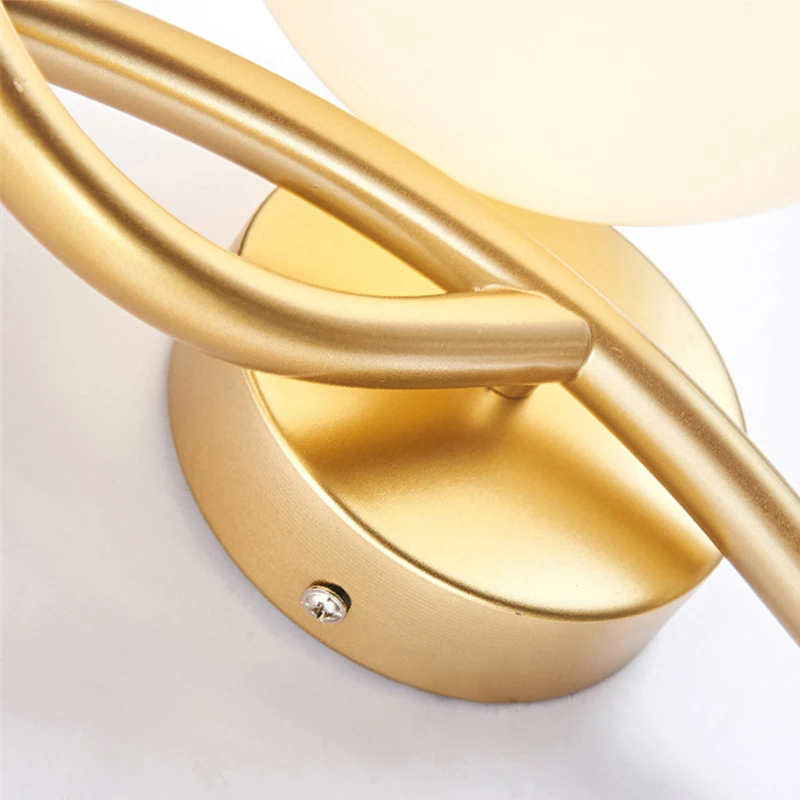 

Modern Nordic Gold/black led bedroom bedside glass Wall Light Creative minimalist living room wall lamp Hotel bedside lamp