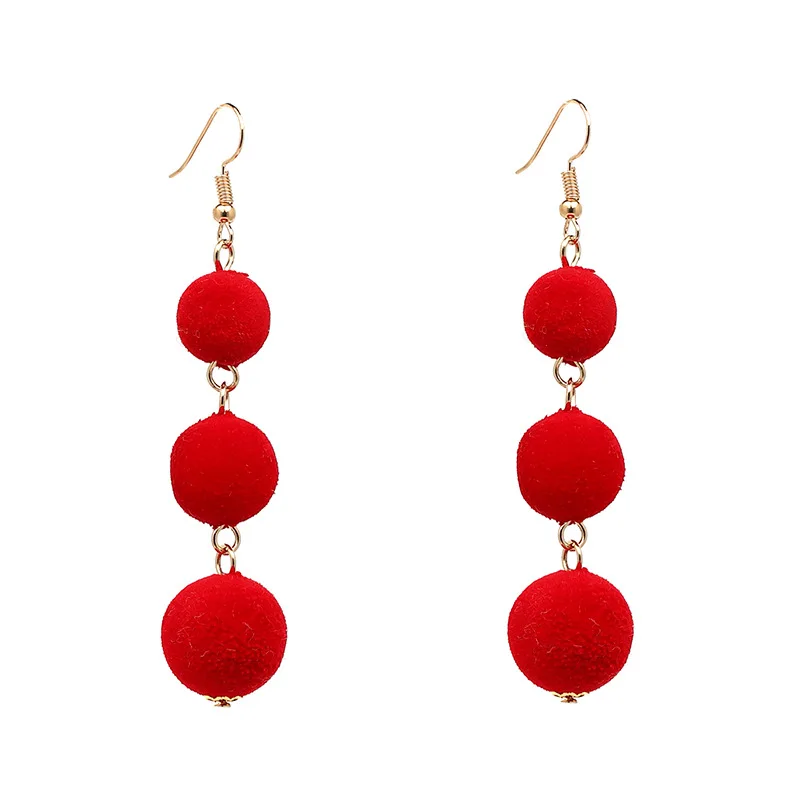 Мех животных мяч Bon плюшевый Серьги завернутый Криспин шаром pom длинные акрил