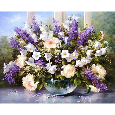 40CMx50CM no framed Безрамные белые цветы сделай сам краска по номерам Современная Настенная художественная картина акриловая краска уникальный подарок для домашнего декора 40x50 см произведение искусства - Цвет: 40CMx50CM no framed
