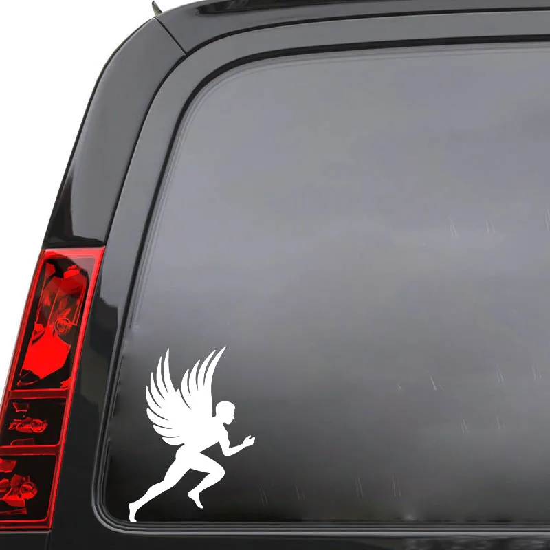 YJZT 8.6*12CM Decal Silhoutte Cool Design Fitness Angel Running Covering The Body Car Sticker Black/Silver C20-1402 | Автомобили и