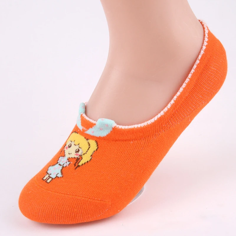 Новое поступление 2015 хлопковые носки-невидимки для девочек с героями