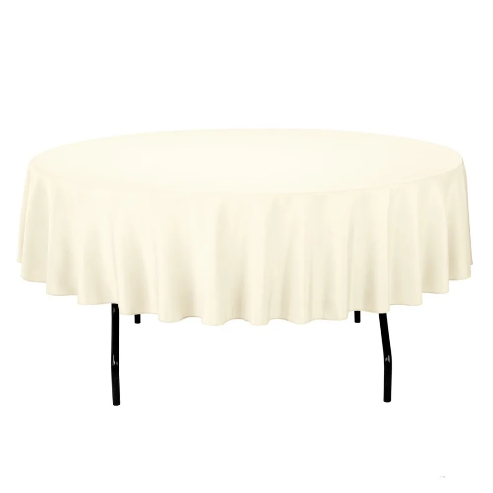 Круглая скатерть из полиэстера цвета слоновой кости для свадьбы 90 дюймов/230 см 5