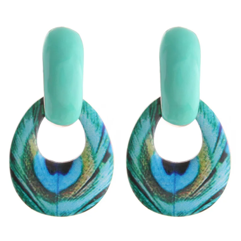 NeeFu WoFu длинные серьги с принтом круглые брендовые овальные большие аксессуары