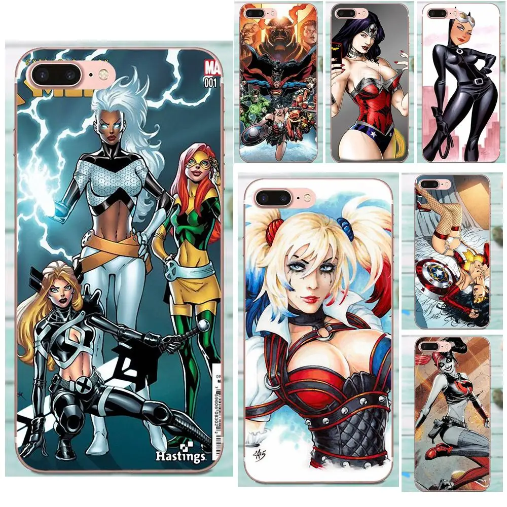 Мягкий чехол для мобильного телефона чехлы влюбленных Wonder Woman и Catwoman Huawei P8 P9 P10 P20