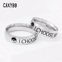 i choose you ring couple stainless steel engagement rings for him and her ring of promise of pokemon fans man woman jewelry