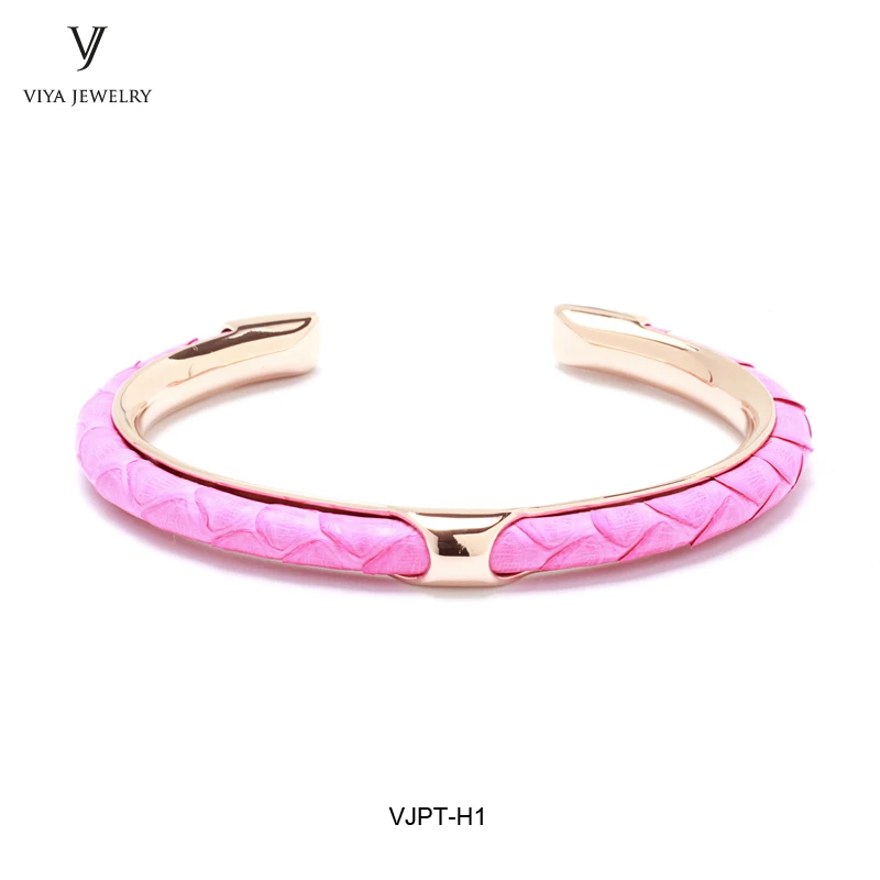 Pink Python Много, на заказ, кожа питона, кожа ската, для женщин и мужчин, браслеты, Роскошные, модные кожаные ювелирные изделия, быстрая, принимаем индивидуальный логотип - Окраска металла: Pink Python