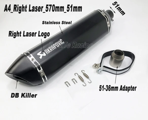 A4 Right Laser 51mm Левый и правый 51 мм 61 мм мотоцикл Akrapovic глушитель универсальный мотоцикл скутер глушитель побега с DB Killer - Цвет: A4 Right Laser 51mm
