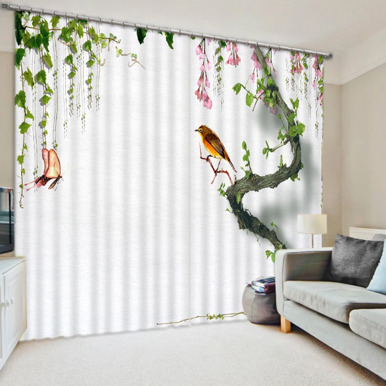 

modern living room curtains bird Curtains Decoration European 3D Curtains For Living room Blackout Roaantic Wedding room Bedroom