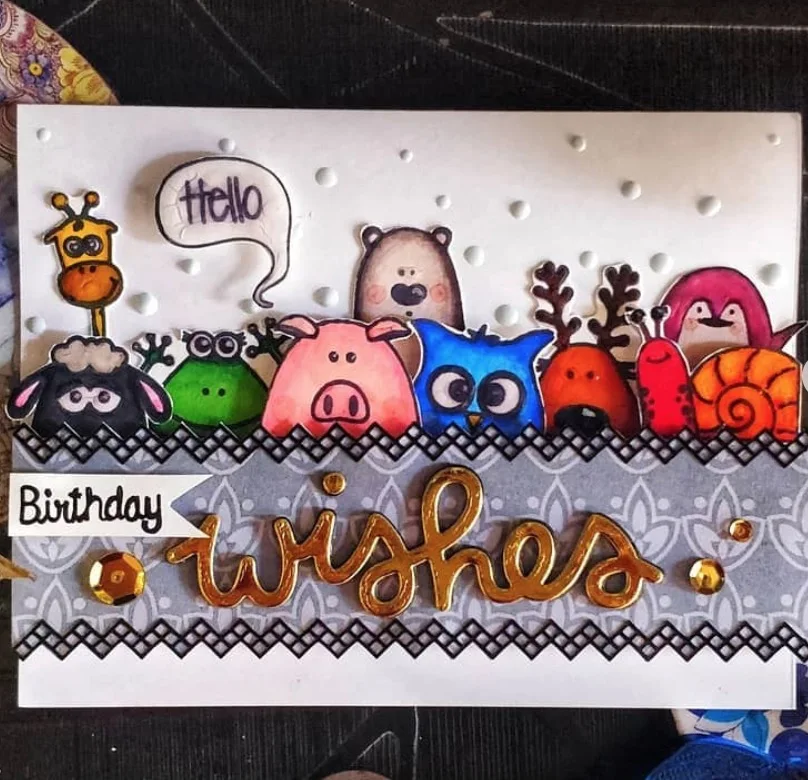 Прозрачный силиконовый штамп KSCRAFT со скрытыми животными печать для скрапбукинга