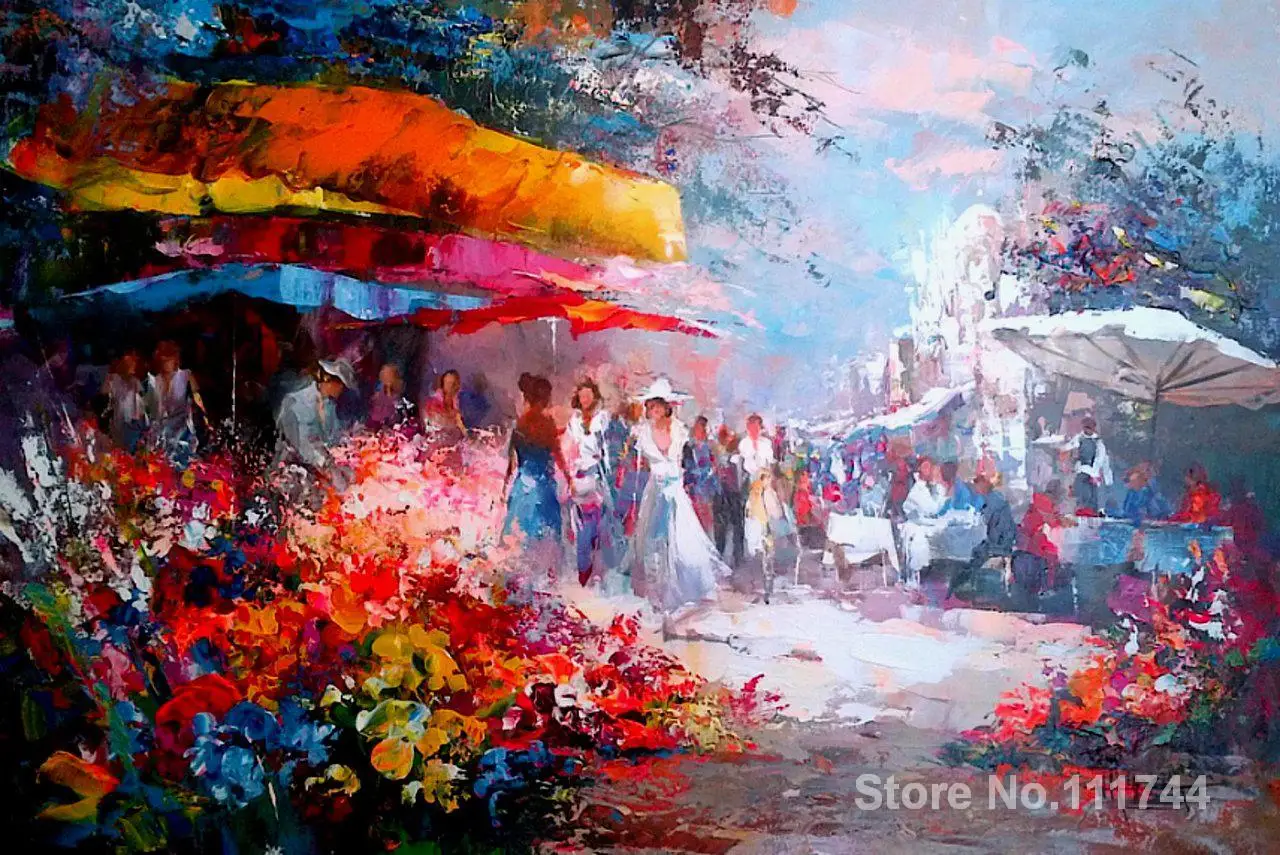 

Wall art Flower market by Willem Haenraets decorative paintings Handmade High quality