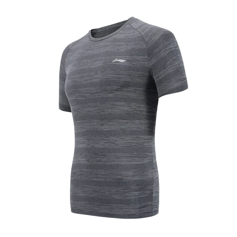 Li-Ning Мужская футболка для бега, облегающая, дышащая, 95% полиэстер, 5% спандекс, подкладка, для фитнеса, Спортивная футболка, топы ATSN273 MTS2847