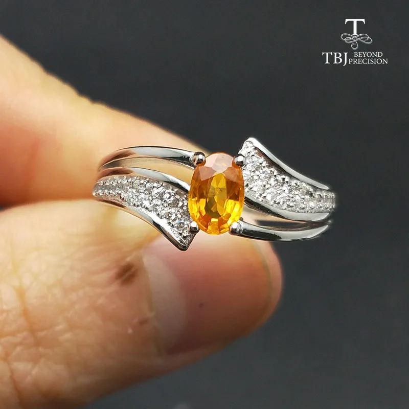 TBJ натуральный желтый сапфир овальной огранки 4*6 мм 0.5ct кольцо с драгоценными