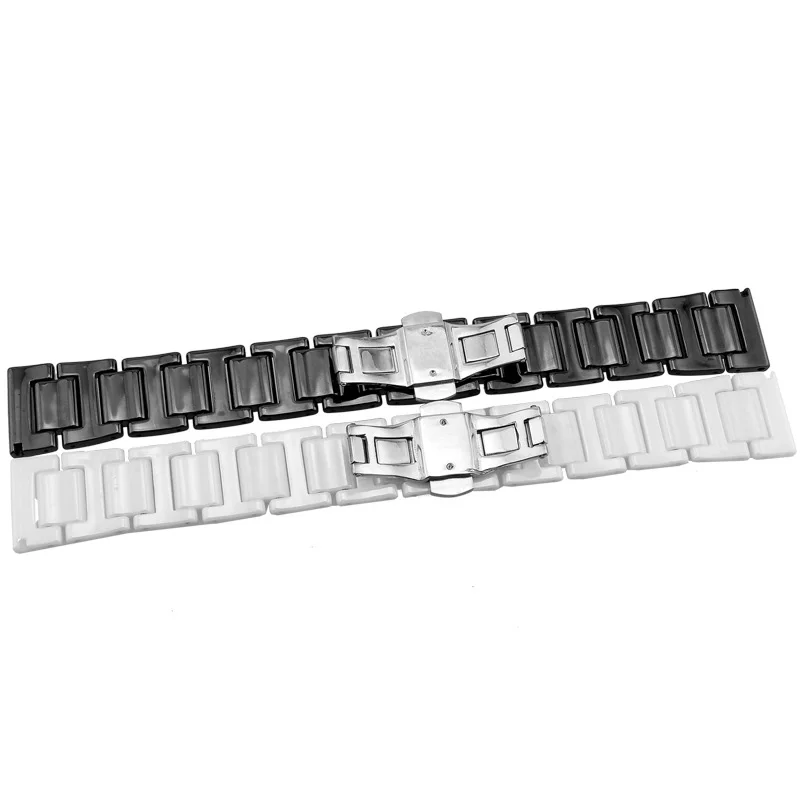 Luxury Ceramic Watch Band Strap Butterfly Buckle for Huami Amazfit Bip BIT PACE Lite Youth 3 Link Bracelet Replace Wrist strap