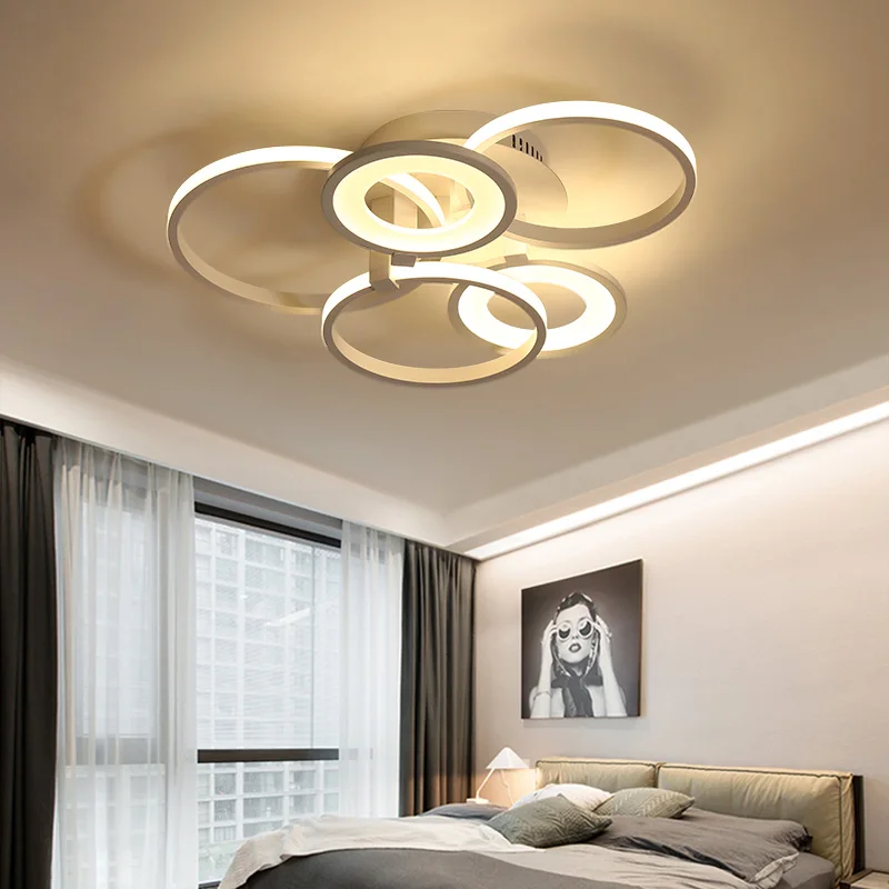 Ideal Circel кольца кофе/белый современные светодиодные потолочные лампы для гостиной спальни дома RC+ затемнения потолочные светильники