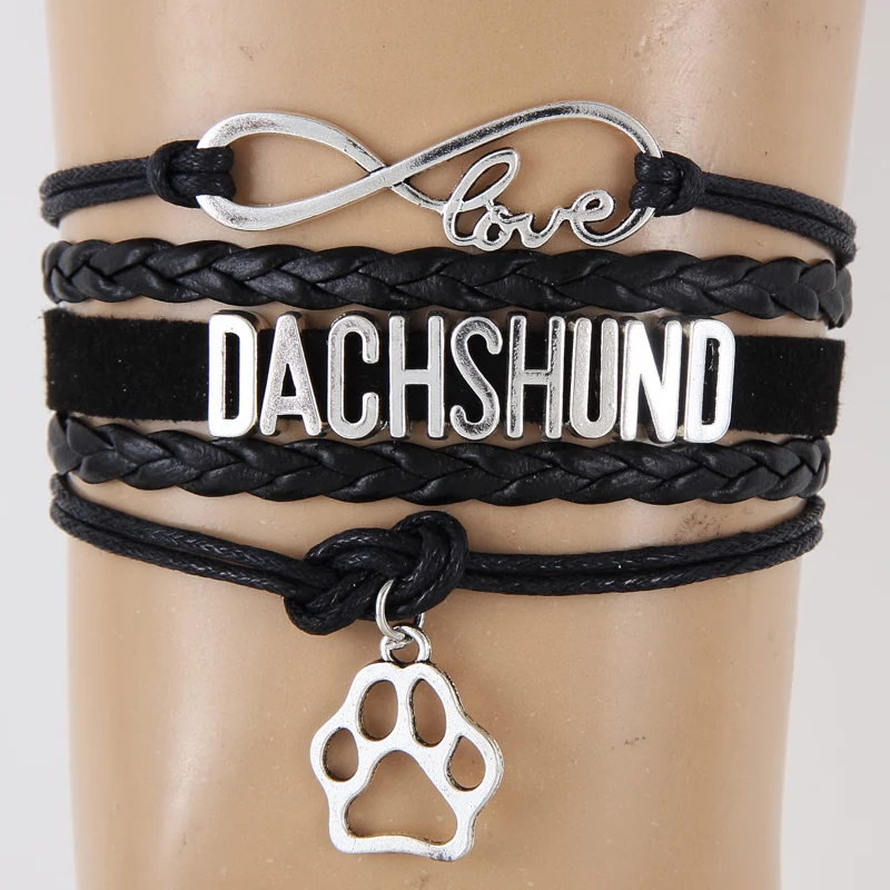 Прямая поставка Бесконечная любовь такса подвеска собачья лапа браслет